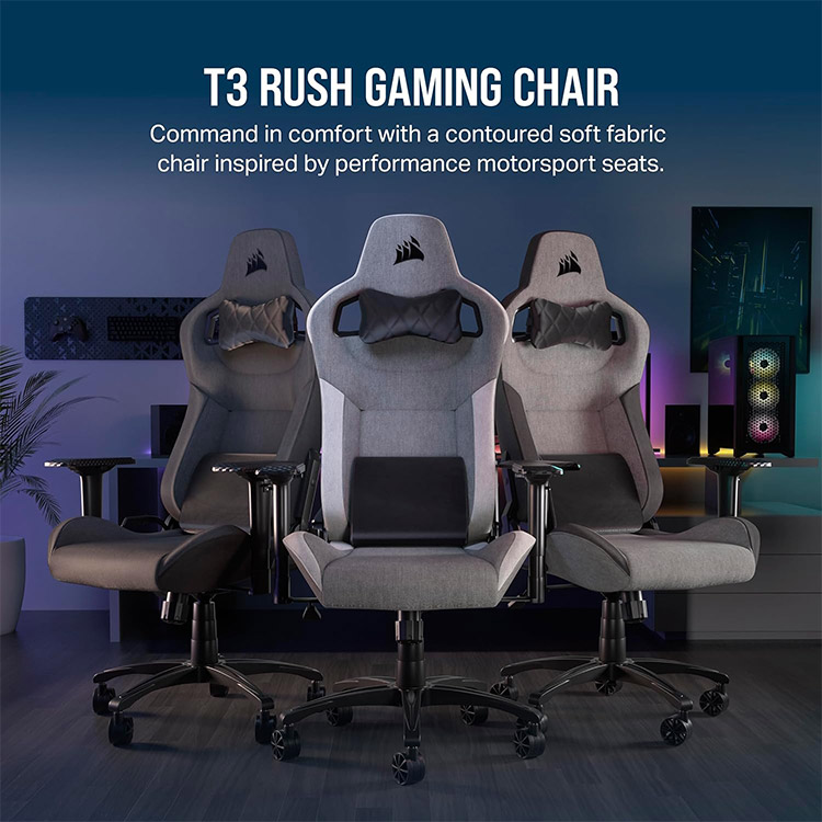 خرید صندلی Corsair T3 RUSH - خاکستری/سفید